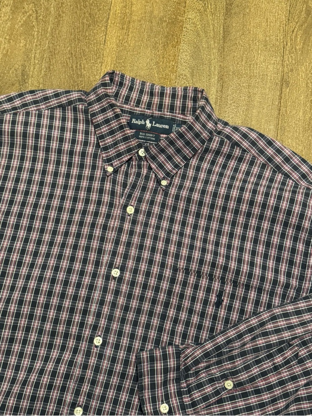 Ralph Lauren Men’s Long Sleeve Button Down Shirt Navy Red Size XL